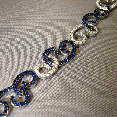 18k white gold diamond sapphire bracelet